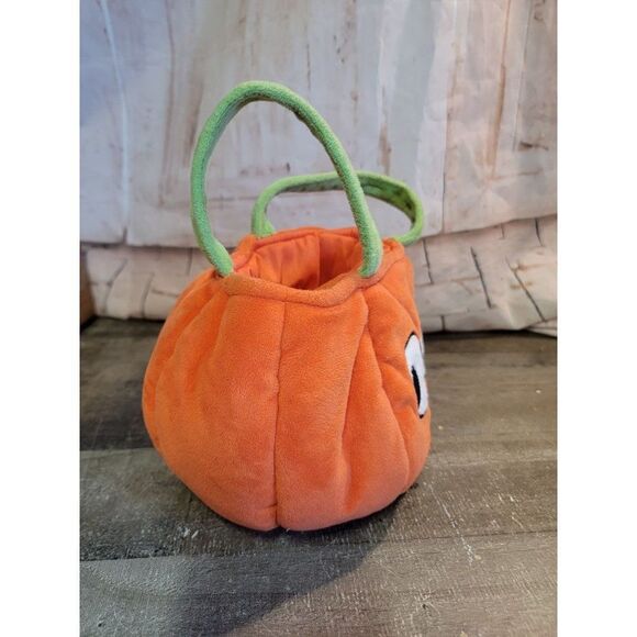 Halloween plush orange pumpkin face happy bucket - Picture 2 of 4